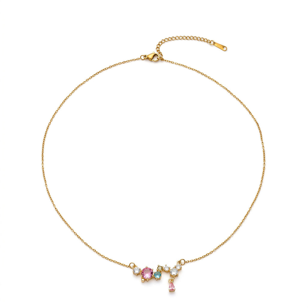 Collar de Acero Inoxidable 304 con Chapado en Oro 18K y Circonita