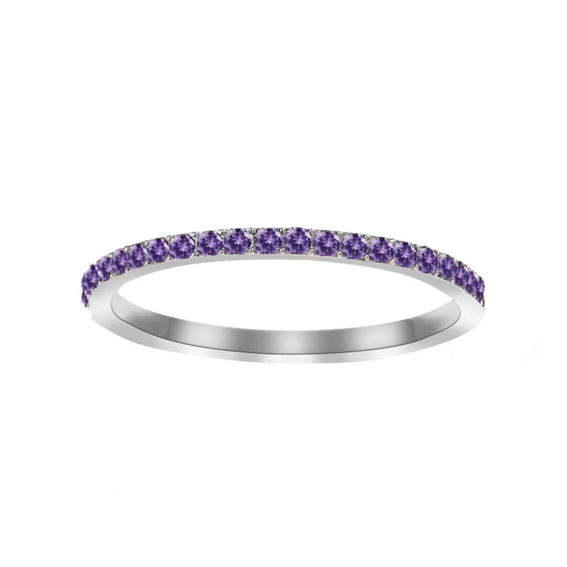 Anillo PVD Oro 14K Diseño Geométrico (Púrpura) Talla US8