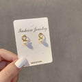 Aretes de Plata de Ley 925 con Diseño Geométrico y Perla Artificial (Dibujos Animados)