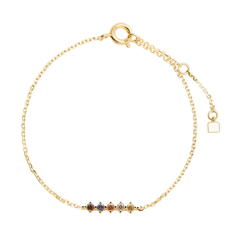 Pulsera de plata de ley 925 con circones de colores