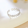 Anillo abierto de plata de ley 925, diseño calado