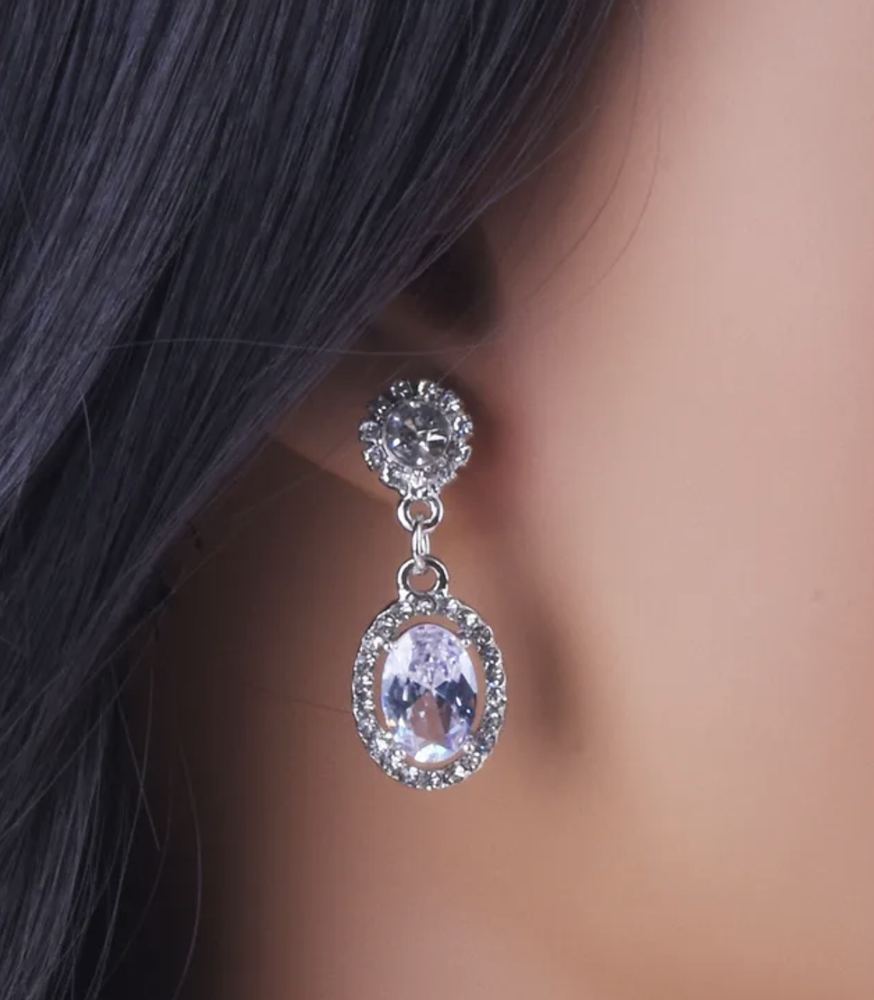 Aretes colgantes redondos en Plata