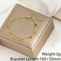 Pulsera con dijes y piedras de colores, acero 304 con baño de oro 18k